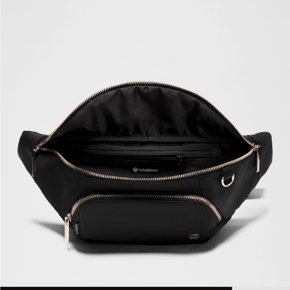 lululemon athletica Black Crossbody Belt Bag with Gold Hardware